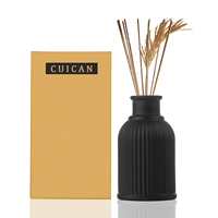 Diffuseur de parfum en verre rond pour la maison, personnalisé, de luxe, noir, flacon vide pour huile essentielle