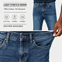 Jeans vintage à coupe droite pour homme, en denim de coton légèrement extensible, cinq poches, décontracté, confortable au quotidien