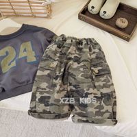 Jean camouflage en coton pour enfants, pantalon de travail long, collection Printemps/Automne 2025, style urbain cool et tendance pour garçons, sans entrejambe
