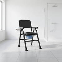 Chaise pliante portable moderne en acier au carbone avec coussin en cuir, capacité 250 kg, pour personnes âgées, salle de bain, douche, toilettes