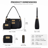 Set Tas Selempang Pink 3 in 1 untuk Wanita, Tas Bahu Kulit Vegan Monogram dengan Dompet Kecil dan Tas Selempang Pouch yang Dapat Dilepas
