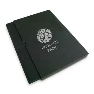 Unicolour ambalaj özel şirket UV Logo renkli 3 halka bağlayıcı ve Slipcase seti dosya klasörü