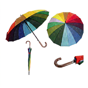 Paraguas Largo al por Mayor con Estructura de Acero, Toldo de Poliéster, 8 Varillas, Diseño Estampado, Apertura Manual, Modelo A5501 - Product Image 1