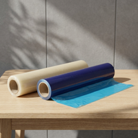 Film de protection en plastique PE bleu souple, largeur 50 cm, adhésif, pour verre de bâtiment temporaire, miroir, traité par soufflage