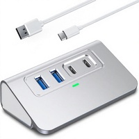 Hub USB 3.2 de Aluminio de 4 Puertos con Velocidad de 10 Gbps, 2 Puertos USB-C/USB-A, Cable de 3.3 pies para PC/Laptop//Más
