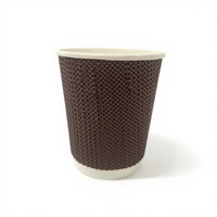 Gelas Kertas Berdinding Ganda Pabrikasi Kustom 8oz, Gelas Kertas Bergelombang untuk Minuman Panas, Cocok untuk Perlengkapan Kedai Kopi, Dilengkapi Tutup PS/PP