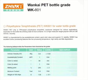 Bottle Grade Polyethylene WK-801 Iv 0.80 <b>PET</b> Resin Raw Material Food Grade Virgin <b>PET</b> Granules - Product Image 3
