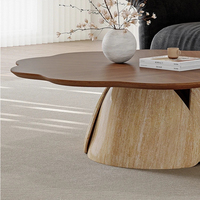 Table basse en bois en forme de fleur, table basse de salon de haute qualité, table centrale