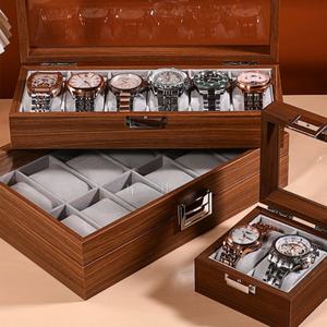 맞춤 로고 프린팅 제작, 럭셔리 디자인 시계 디스플레이 보관함, 12구 월넛 티크 원목 시계 박스 - Product Image 3