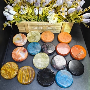 Pietra Palmare in Cristallo Misto Naturale Citrino e <span class=keywords><strong>Apatite</strong></span> <span class=keywords><strong>Blu</strong></span>, Occhio di Tigre Intagliato, Artigianato Curativo per Regali - Prezzo all'Ingrosso - Product Image 3