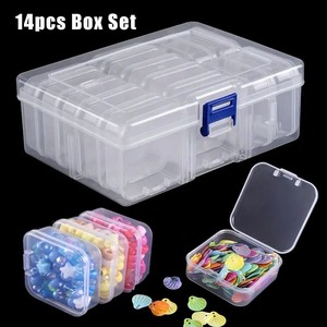 Transparent Small Square Storage Box 5.5cm With Compartments For Jewelry Desktop Organizer Plastic Container Set - Product Image 3