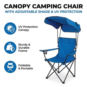 <span class=keywords><strong>Silla</strong></span> de <span class=keywords><strong>Playa</strong></span> Plegable Portátil, Ligera y Cómoda, con Toldo para el Sol, Ideal para Campamento, Pesca, Picnic y Uso en el Parque - Product Image 1