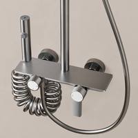 Ensemble de douche mural en aluminium de haute qualité à 4 fonctions avec commande par bouton, douchette à main et pistolet de pulvérisation pour appartement
