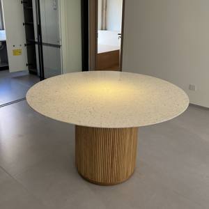 Japón diseño forma redonda 1,35 dia hogar comedor muebles de madera maciza moderno italiano cena <span class=keywords><strong>Centro</strong></span> mesas Villa mesa de comer - Product Image 2