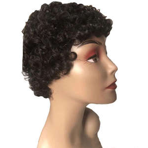 Perruques courtes en cheveux humains afro bouclés crépus, fabrication mécanique, coupe pixie, boucles rebondissantes, fabrication mécanique, perruques courtes, HQ Mixed Proc Discount - Product Image 3