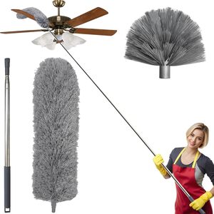 <span class=keywords><strong>Balai</strong></span> à long manche réglable en bois avec poils en sisal pour le nettoyage des coins, plafonds et toiles d'araignées, idéal pour les zones hautes et les bords, pour l'élimination de la poussière dans toute la maison - Product Image 1