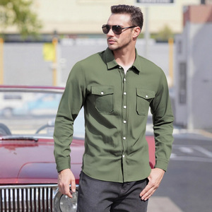 Camicie casual da <span class=keywords><strong>uomo</strong></span> ODM personalizzate, tinta unita, in lino, con tasca grande, stile europeo e americano, <span class=keywords><strong>taglie</strong></span> forti, <span class=keywords><strong>abbigliamento</strong></span> maschile. - Product Image 4