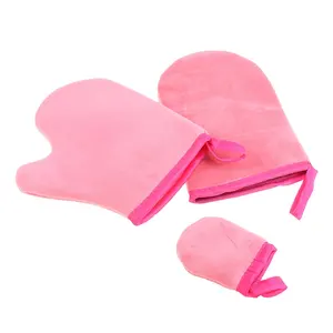 Großhandel Custom Self Tan Tanning Mitt bringen Körper bürste Schwarz Braun Applikator Abnehmbare Handschuhe Wasch bar Selbst Set