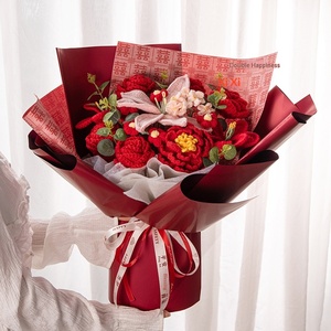 Rose Lily Knitted Bouquet Hand-woven Graduation Season Eternal Flower <b>Gift</b> for Girlfriend Best Friend Cross-border Foreign Trade - Product Image 4