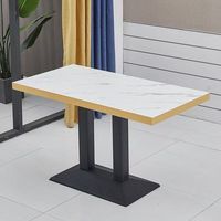 Table à manger carrée moderne 60x60x75cm, plateau en bois massif et base en métal, table de restaurant pour 2 à 4 personnes dans les petits espaces