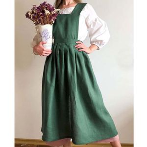 Tablier de cuisine en coton vert, réglable, anti-taches, double usage, style pastoral West Point - Product Image 1