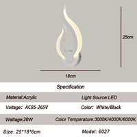Applique murale LED moderne 12W pour intérieur hôtel chambre salon couloir Art décoration feu flamme forme acrylique applique murale