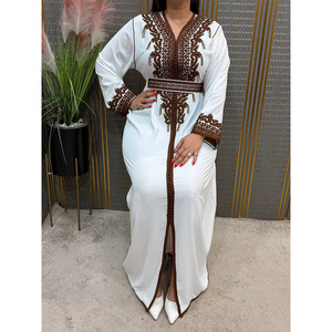 Designer Magenta Embroidered Moroccan Kaftan <b>With</b> Matching <b>Belt</b> Luxury Evening And Wedding Gown - Product Image 3