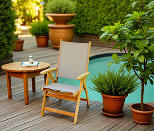 Acacia Wood <b>Folding</b> <b>Chair</b> with Adjustable net mesh Seat-Portable Outdoor Furniture for Patio Balcony Poolside Garden & Camping - Product Image 6