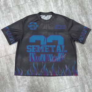 เสื้อกีฬาคอกลมเสื้อฟุตบอลตาข่ายขนาดใหญ่เสื้อฟุตบอลสำหรับผู้ชายเสื้อฟุตบอลพิมพ์ลายตามสั่ง - Product Image 1