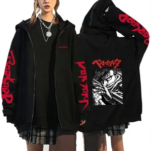 Rits Hoodies Bedrukte Kleding Anime Berserk Jacks Zwarte Lange Mouw Y 2K Heren Kleding Ontwerp Service Capuchon Sweatshirt