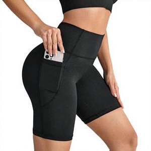 Ropa Deportiva, Pantalones Cortos Deportivos de Cintura Alta, Sin Costuras, con Bolsillos Laterales, Ropa Deportiva para Gimnasio, Tallas S M L XL, Modelo 9120DK6 - Product Image 1