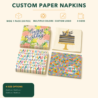 Serviettes en papier rectangulaires à thème anniversaire, design personnalisé, vente en gros, serviettes jetables imprimées en vrac pour la décoration de fête, OEM/ODM