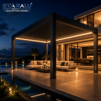 Sistema de Pérgola Motorizada con Persianas de Aluminio y Toldo Retráctil para Terraza de Hotel o Salón Exterior
