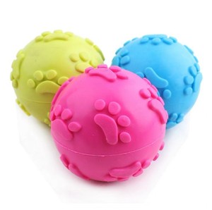 Wholesale Rubber Squeaky <b>Dog</b> Chew Toy <b>Ball</b> Eco-friendly Durable Cartoon Pattern Indoor Use 6cm Size Pink/Blue/Yellow Colors - Product Image 4