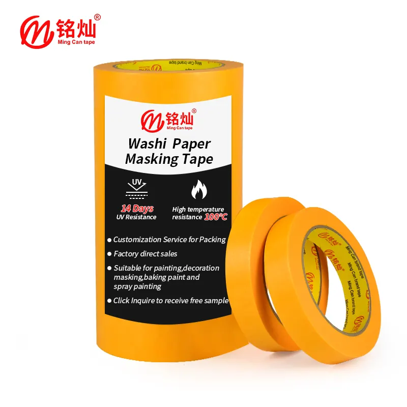 No Residue Printed Yellow Orange Painters Tape Washi Paper Masking Tape With UV Resistance For House Painting Auto Painting