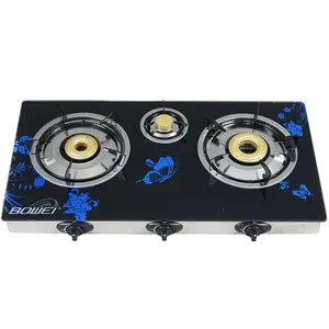 Flame stability auto ignition system three burner gas stove high quality 7mm glass top gas stove cheap prices best brass burner
