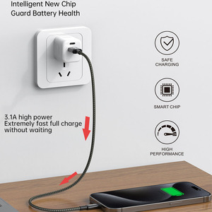 Câble de charge rapide USB C 3A 60W en coton tissé + PVC, câble de charge type C pour téléphone portable et ordinateur portable - Product Image 3