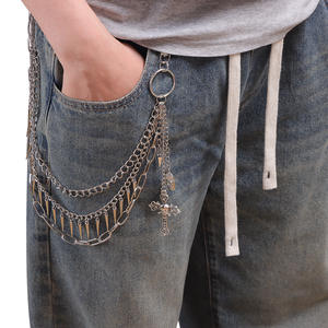 Multi Layered Studded Trouser <b>Chain</b> With <b>Cross</b> And Skull Pendant Tibetan Silver Waist <b>Chain</b> Casual Fashion Body <b>Chain</b> - Product Image 2