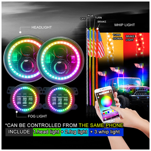 Loyo Led Whips App <strong>Control</strong> Multi Color <strong>Bluetooths</strong> Rgb 2Pcs 5Ft Buggy Whip <strong>Kit</strong> for Polaris Rzr 800 - Product Image 3
