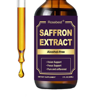 Suplemen Tetes Cair Ekstrak Saffron Liar Murni 88,5mg Bebas Gula Berbasis Vegan Label Pribadi OEM untuk Mendukung Suasana Hati, Penglihatan & Fokus