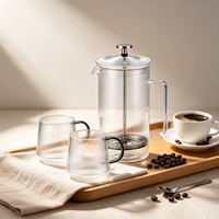 Cafetière à piston écologique en verre borosilicate, résistante à la chaleur, pour café manuel