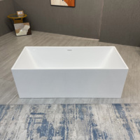 Offre spéciale : Baignoire autoportante en acrylique moderne, carrée, étroite, à angle droit, avec hydromassage, pour salle de bain d'hôtel