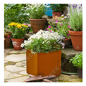 Macetas Grandes de Acero Corten, Macetero de Metal Oxidado, Decoración de Jardín de Metal, Macetero para Plantas - Product Image 1
