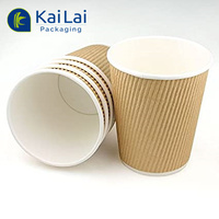 Couvercles de tasses à café jetables de style mural respectueux de l'environnement personnalisés imprimés emballage de manchon en papier biodégradable à emporter marron chaud
