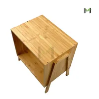Mesita de noche de bambú, sofá, mesa lateral para dormitorio y sala de estar, 2 unidades