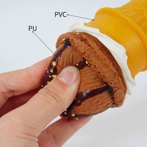 Realistic Ice Cream Cone Shape PU Squishy Toy for Office <b>Hand</b> Fidget-Unisex All Ages - Product Image 3