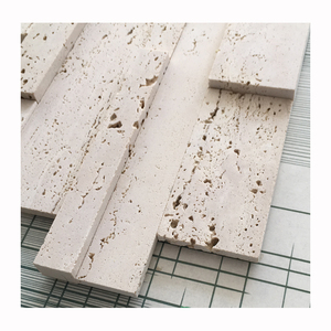 Trắng <span class=keywords><strong>travertine</strong></span> khảm cổ điển gạch lát sàn dải dài ban công tắm gạch nhà bếp siêu trắng Tường Ốp travertino - Product Image 3