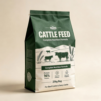 Sac d'emballage en PP tissé pour aliments du bétail 50 kg – Sac de nourriture complète pour vaches pour l'alimentation des animaux de ferme