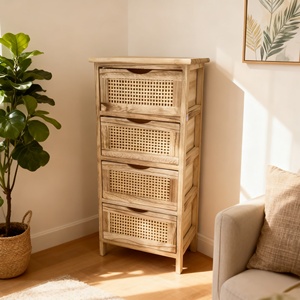 Armoire de rangement classique en rotin et bois massif, <span class=keywords><strong>tiroir</strong></span> en bois, chambre à coucher, salon, salle à manger, décoration d'intérieur - Product Image 6
