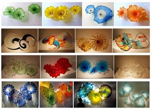 शीर्ष डिजाइन नीले कला फूल हाथ से बने मुरानो ग्लास थाली दीवार प्रकाश दीवार मस्तक का नेतृत्व किया - Product Image 3